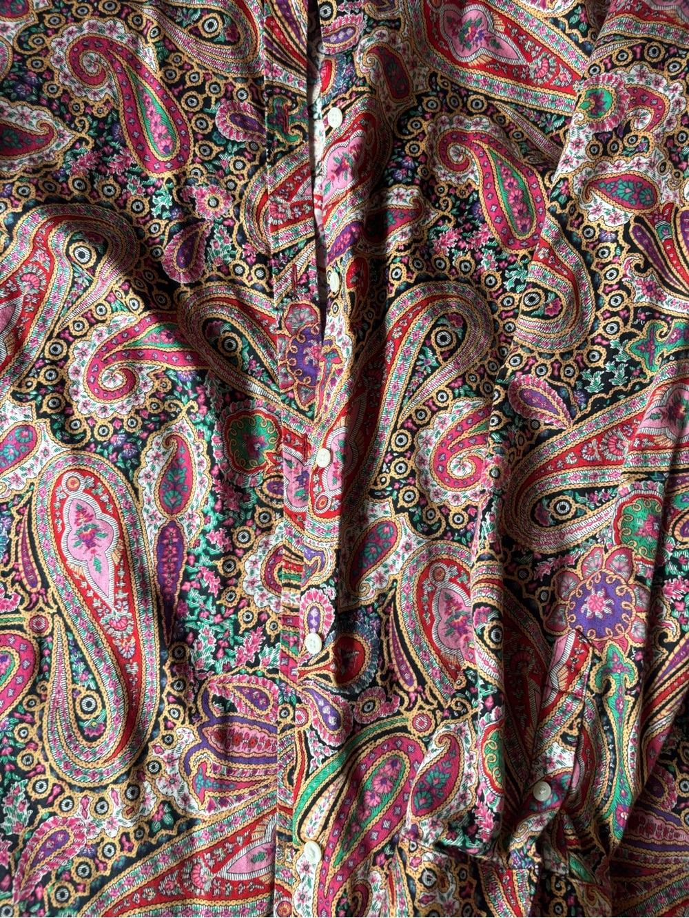 100% Cotton Chaps Pink Multicolor Paisley Button-Down Shirt- 1X - Picture 6 of 8